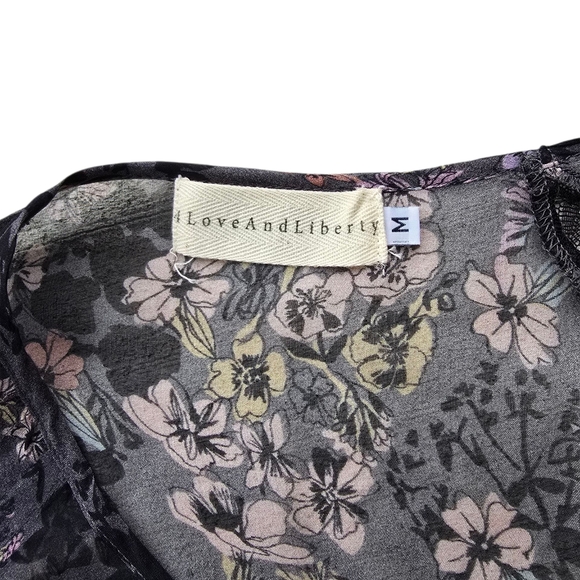 Johnny Was 4LoveandLiberty Floral Lace Long Sleeve Silk Blouse Size Medium - Picture 5 of 5